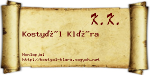 Kostyál Klára névjegykártya